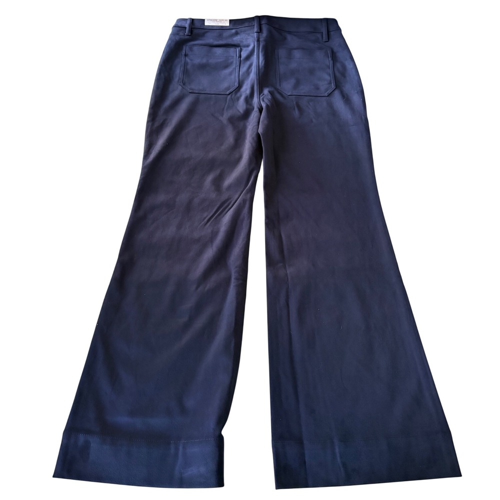 Chico's NWT Faux Suede Wide Leg Pants 12R Passport‎ Blue Navy Career Trouser L - Picture 4 of 7